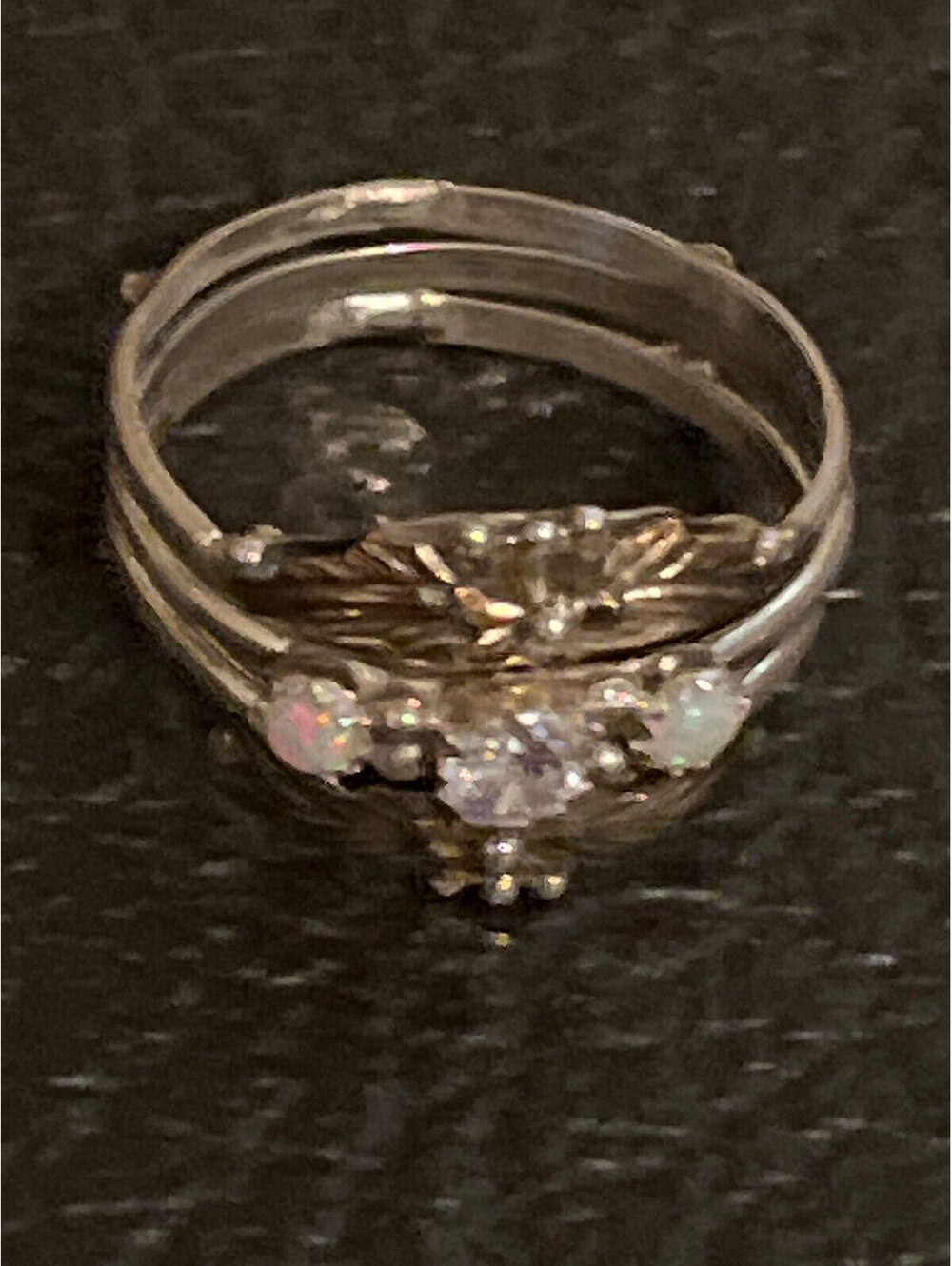 Navajo handmade cz opal sterling silver ring size 9